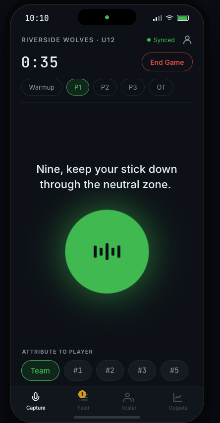 RinkNotes live voice capture