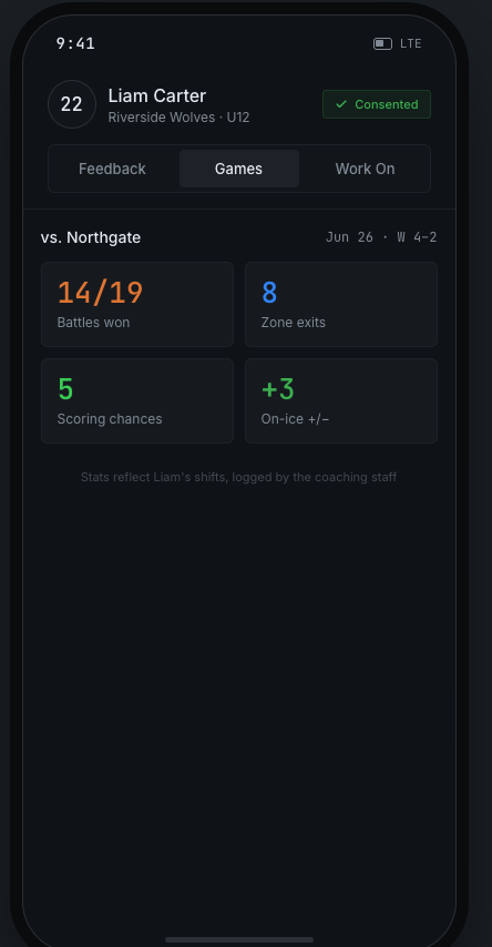 Player report — game stats